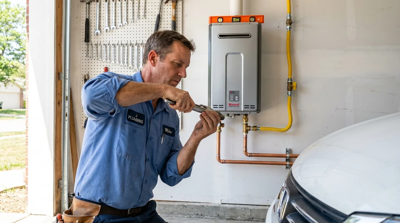 Tankless water heater installation by a Johns Plumbing LLC plumber in Goliad